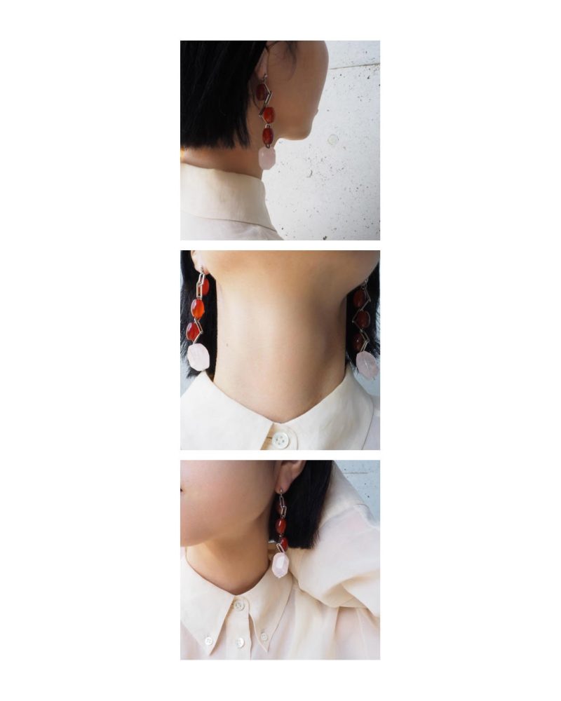 30132 PINK QUARTZ chain pierce/earring ¥8,800